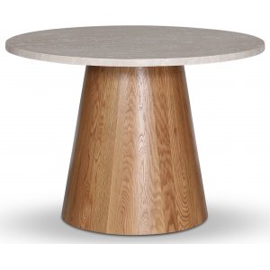 Ruokapöytä öljytty tammi, beige kivikansi Ø105 cm Ruokapöytä öljytty tammi, beige kivikansi Ø105 cm
