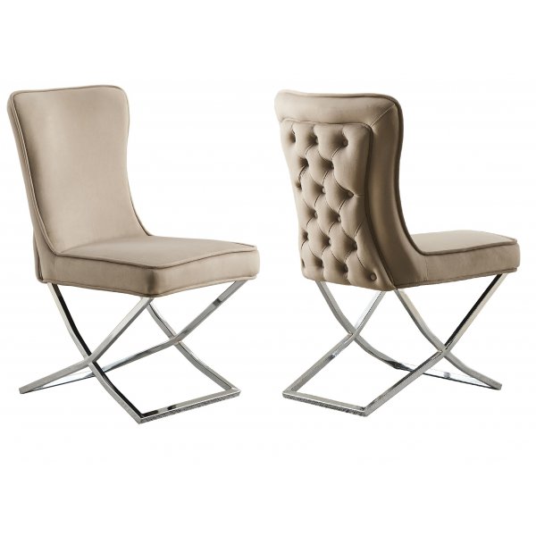 Tuoli kromijaloilla - beige sametti - Luxury