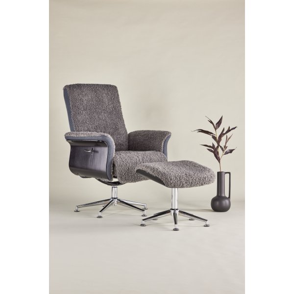 Nojatuoli jalkarahilla - Harmaa - Hagön + Huonekalujen tahranpoistoaine Nojatuoli jalkarahilla - Harmaa - Hagön + Huonekalujen tahranpoistoaine