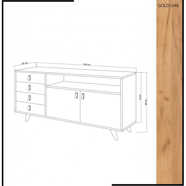 Musso senkki laatikoilla - tammi/valkoinen Musso senkki laatikoilla - tammi/valkoinen