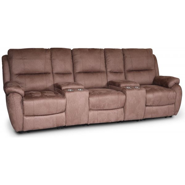 Enjoy Hollywood biosohva - 3-istuttava mekanismisohva (shkinen) ruskea mikrokuitukangas