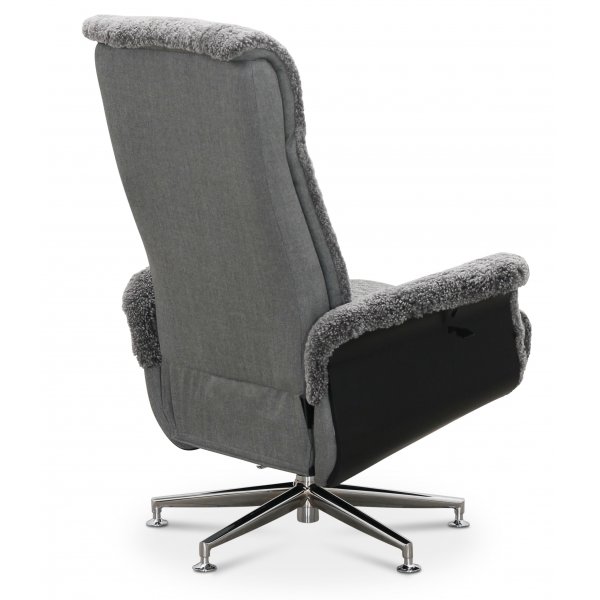 Nojatuoli jalkarahilla, aitoa lampaannahkaa, musta/grafiitinharmaa - Ulla Nojatuoli jalkarahilla, aitoa lampaannahkaa, musta/grafiitinharmaa - Ulla