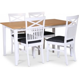 Ruokailuryhmä; pöytä 140x90 cm - neljä tuolia - Fårö Ruokailuryhmä; pöytä 140x90 cm - neljä tuolia - Fårö