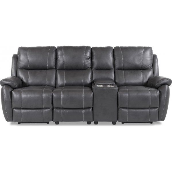 Enjoy Hollywood, shkinen recliner-sohva (Elokuvasohva), kolmen istuttava, oikeanpuoleinen konsoli - Harmaa eco-nahka
