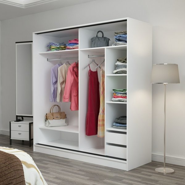 Kapusta vaatekaappi 220x52x210 cm - Valkoinen/antrasiitti Kapusta vaatekaappi 220x52x210 cm - Valkoinen/antrasiitti