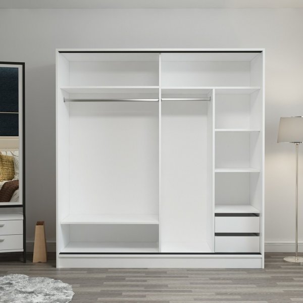 Kapusta vaatekaappi peiliovella, 220x52x210 cm - Valkoinen/ruskea Kapusta vaatekaappi peiliovella, 220x52x210 cm - Valkoinen/ruskea