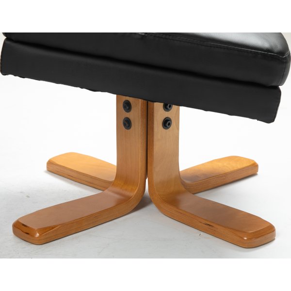 Duva lepotuoli rahiolla mustaa PU:ta ja ruskeat jalat Duva lepotuoli rahiolla mustaa PU:ta ja ruskeat jalat