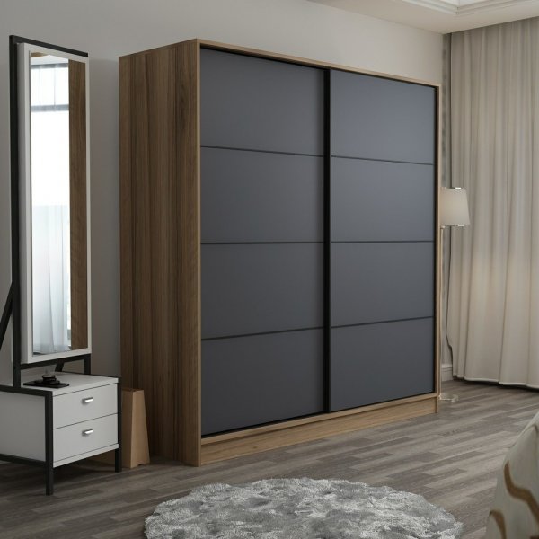 Kapusta vaatekaappi 180 cm - Ruskea/antrasiitti