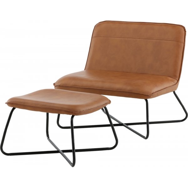 Laxa nojatuoli rahialla - Ruskea/musta + Huonekalujen tekstiilien puhdistus