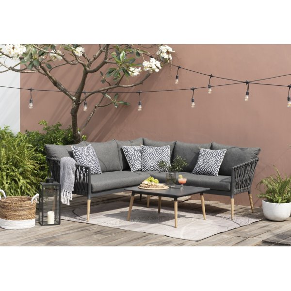 Lifestyle Garden ulkoiluryhmä Ipanema kulmasohvalla ja pöydällä - harmaa Lifestyle Garden ulkoiluryhmä Ipanema kulmasohvalla ja pöydällä - harmaa