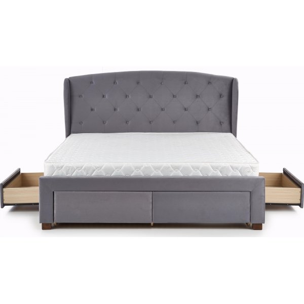 Binta sängynrunko - Harmaa (sametti) + Huonekalujen jalat Binta sängynrunko - Harmaa (sametti) + Huonekalujen jalat