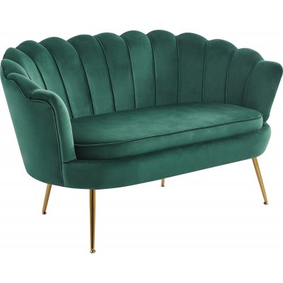 Kingsley 2-istuttava sohva samettia - vihreä / messinki + Huonekalujen hoitosarja tekstiileille