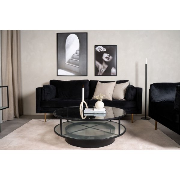 Kävsta sohvapöytä Ø100 cm - Musta/lasi Kävsta sohvapöytä Ø100 cm - Musta/lasi