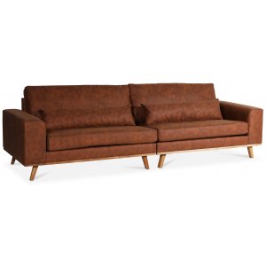 Ranger 4-istuttava sohva - Konjakki ekonahka / ljytty tammi