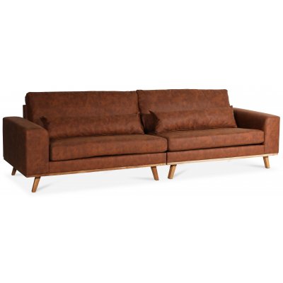 Ranger 4-istuttava sohva - Konjakki ekonahka / ljytty tammi