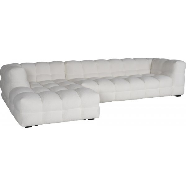 Divaanisohva luonnonvalkoinen boucle 322 cm + Huonekalujen jalat