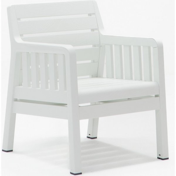 Lara-loungeryhmä, jossa 3-istuttava sohva, 2 nojatuolia ja pöytä ilman tyynyjä - Valkoinen Lara-loungeryhmä, jossa 3-istuttava sohva, 2 nojatuolia ja pöytä ilman tyynyjä - Valkoinen