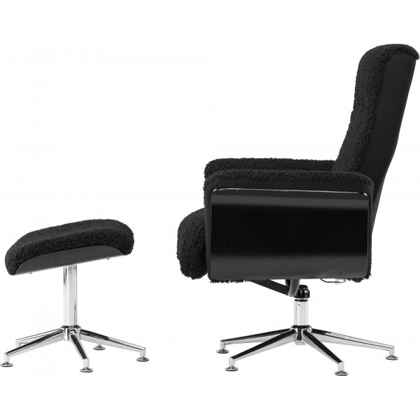 Hagön lepotuoli jalustalla - musta / kromi + Huonekalujen puhdistus Hagön lepotuoli jalustalla - musta / kromi + Huonekalujen puhdistus