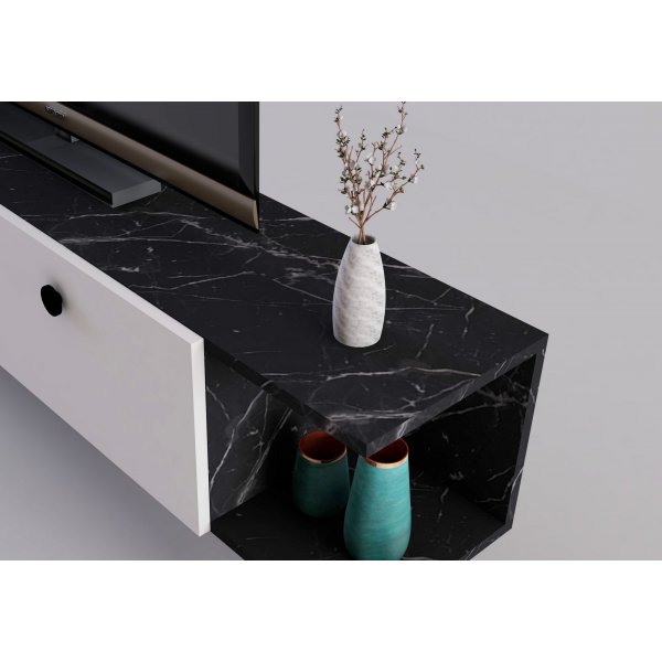 Idil-mediapenkki - Musta marmori/valkoinen Idil-mediapenkki - Musta marmori/valkoinen