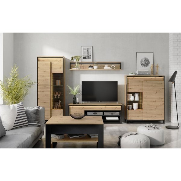 Quant seinhylly - Artisan tammi/musta