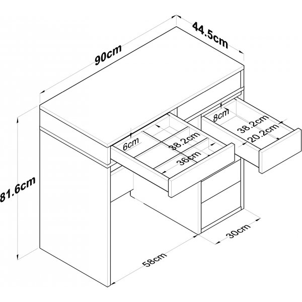 Bijou peilipyt 8 - 90 x 44,5 cm - Valkoinen