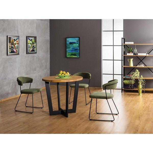 Cono ruokapöytä Ø90 cm - Tammi/musta Cono ruokapöytä Ø90 cm - Tammi/musta