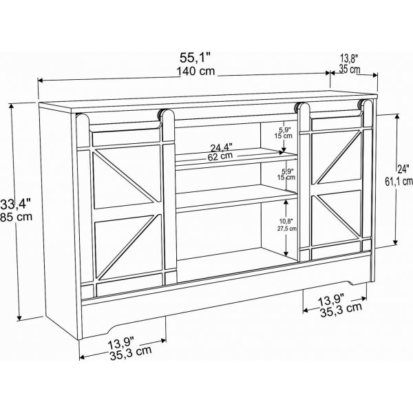 Ahrin mediapenkki - tammi/valkoinen Ahrin mediapenkki - tammi/valkoinen