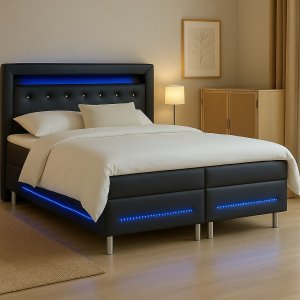 Mannermainen sänky LED-valaistuksella 180 cm - New York Mannermainen sänky LED-valaistuksella 180 cm - New York