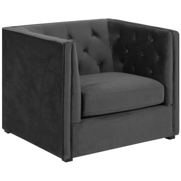 Chesterfield Milano -nojatuoli harmaalla samettilla