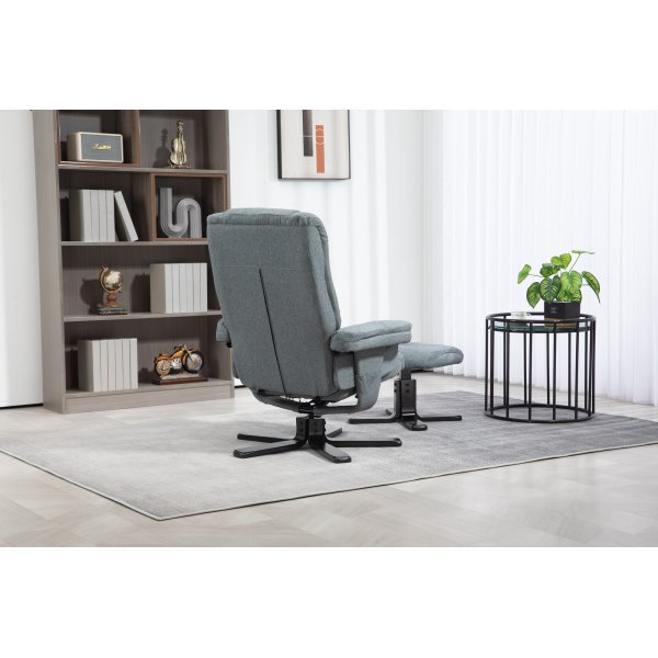 Harmaa lepotuoli jalkarahilla - Oslo Harmaa lepotuoli jalkarahilla - Oslo