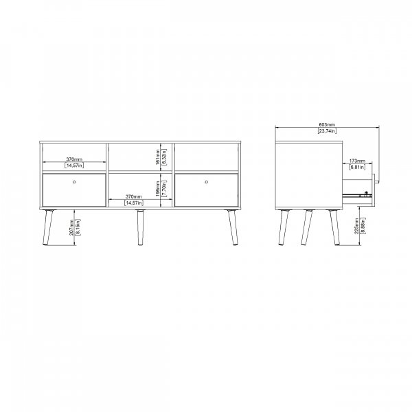 Bodo TV-kaappi 2 laatikolla - mattaharmaa