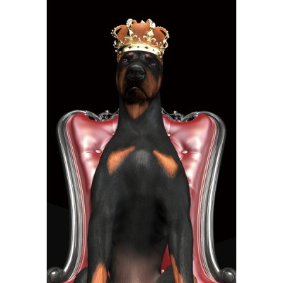 Lasimaalaus - Koira kruunussa - 80x120 cm