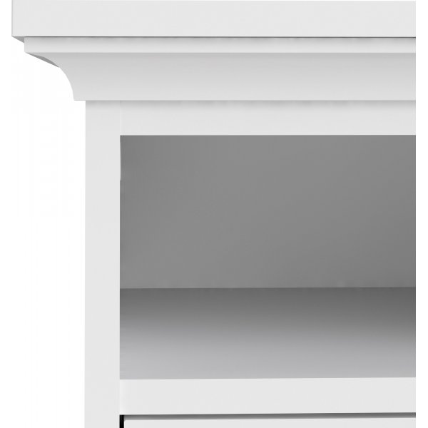 Parisin kapea yöpöytä, jossa 2 laatikkoa ja 1 avoin lokero - Valkoinen Parisin kapea yöpöytä, jossa 2 laatikkoa ja 1 avoin lokero - Valkoinen