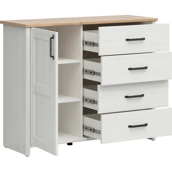 Loksa lipasto 120 cm - Valkoinen mänty/tammi Loksa lipasto 120 cm - Valkoinen mänty/tammi