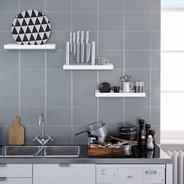 Suwon seinhylly 38 cm, 3 kpl - Valkoinen