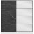 Kapusta vaatekaappi peiliovella, 180 x 52 x 210 cm - Valkoinen/musta