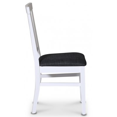 Fr valkoinen tuoli, jossa resori ja harmaa kangasistuin + Huonekalujen hoitosarja tekstiileille