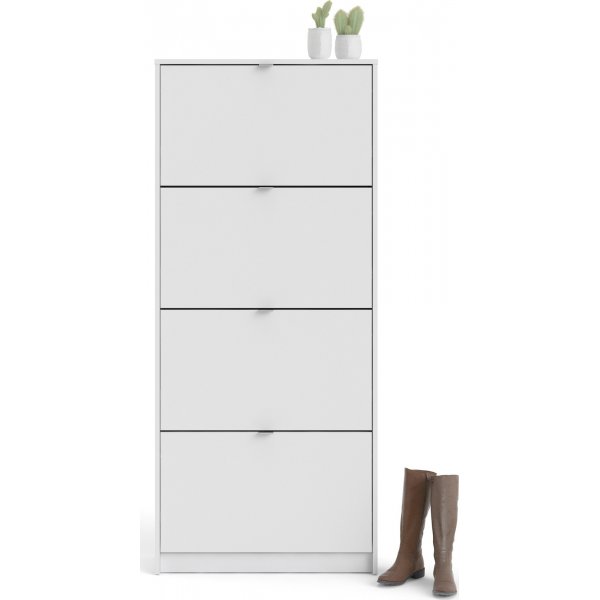 Kengät syvä kenkäkaappi 4 lokerolla - Valkoinen Kengät syvä kenkäkaappi 4 lokerolla - Valkoinen