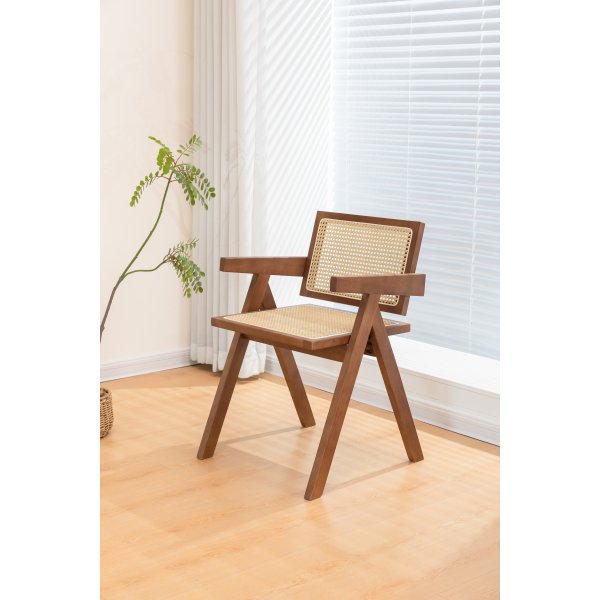 Anna-nojatuoli - Ruskea, rottinki istuimessa ja selknojassa