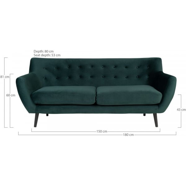 Monte 3-istuttava sohva - Tummanvihreä/musta Monte 3-istuttava sohva - Tummanvihreä/musta