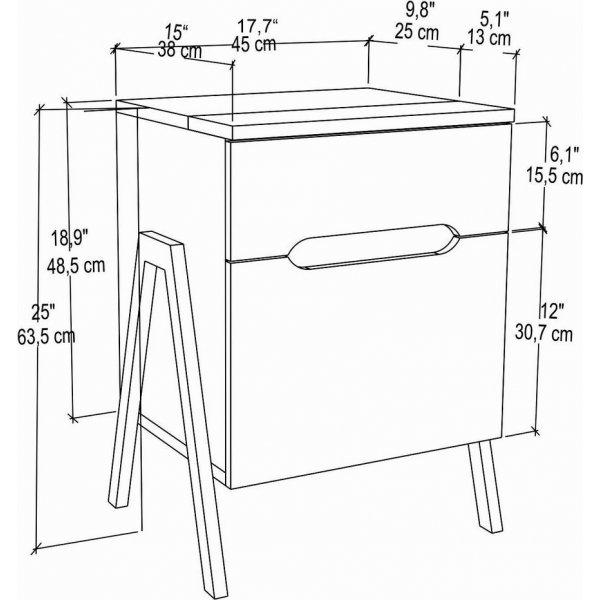 Neva yöpöytä - pähkinä/valkoinen Neva yöpöytä - pähkinä/valkoinen
