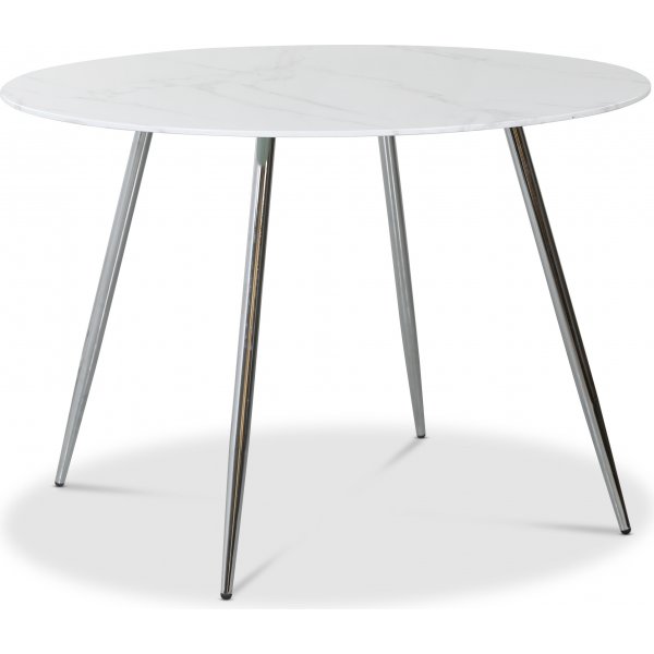 Pyöreä Art-ruokapyötä 110 cm - Marmoroitu lasi / Kromi Pyöreä Art-ruokapyötä 110 cm - Marmoroitu lasi / Kromi