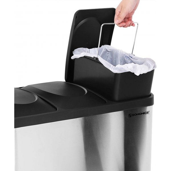 Maiken roskakori 54 l - Hopea/musta