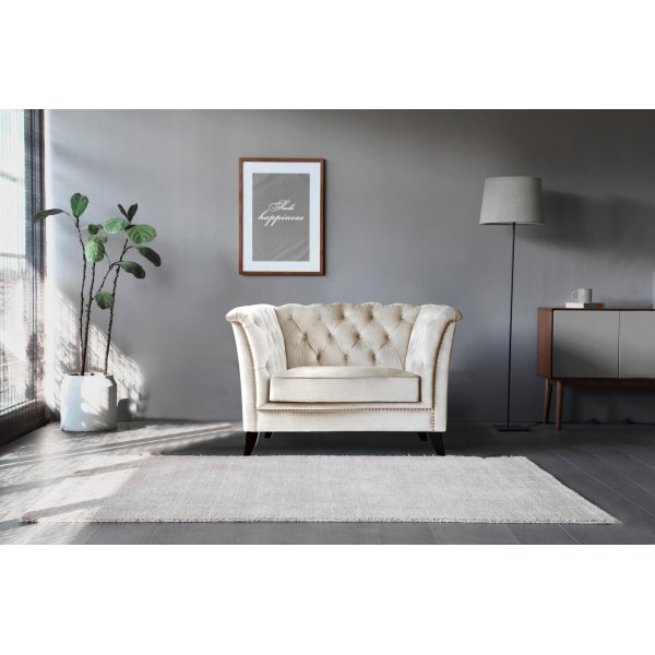 Nojatuoli chesterfield beige sametti - Milton