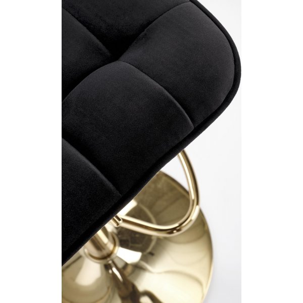Baarituoli musta sametti kultaisilla jaloilla - Istuinkorkeus 62-84 cm