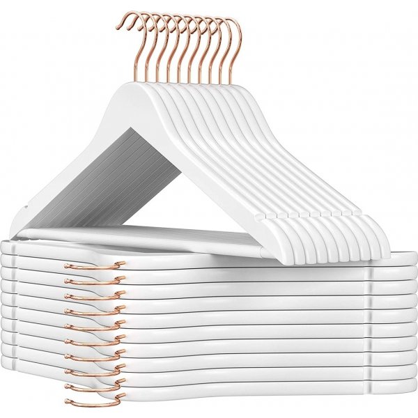 Vaateripustin, puinen, 44,5 cm, 20 kpl - Valkoinen/vaaleanpunainen Vaateripustin, puinen, 44,5 cm, 20 kpl - Valkoinen/vaaleanpunainen