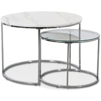 Pinottava Tiffany-pöytä - Valkoinen marmori / Kromi Pinottava Tiffany-pöytä - Valkoinen marmori / Kromi