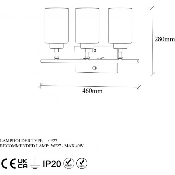 Yeni seinävalaisin 13124 - Musta/kulta Yeni seinävalaisin 13124 - Musta/kulta