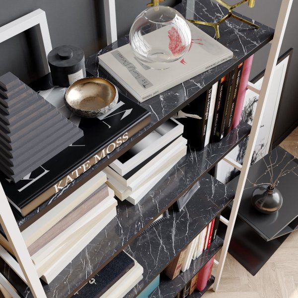 Tinleyn kirjahylly - musta/valkoinen Tinleyn kirjahylly - musta/valkoinen