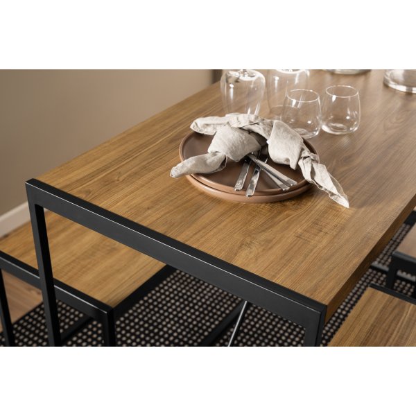 Bahama-baariryhmä, jossa on pöytä, penkki ja 2 tuolia - tammi/musta Bahama-baariryhmä, jossa on pöytä, penkki ja 2 tuolia - tammi/musta